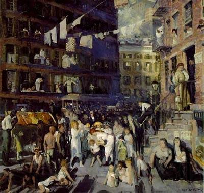 George Wesley Bellows Cliff Dwellers , 1913, oil on canvas. Los Angeles County Museum of Art Norge oil painting art